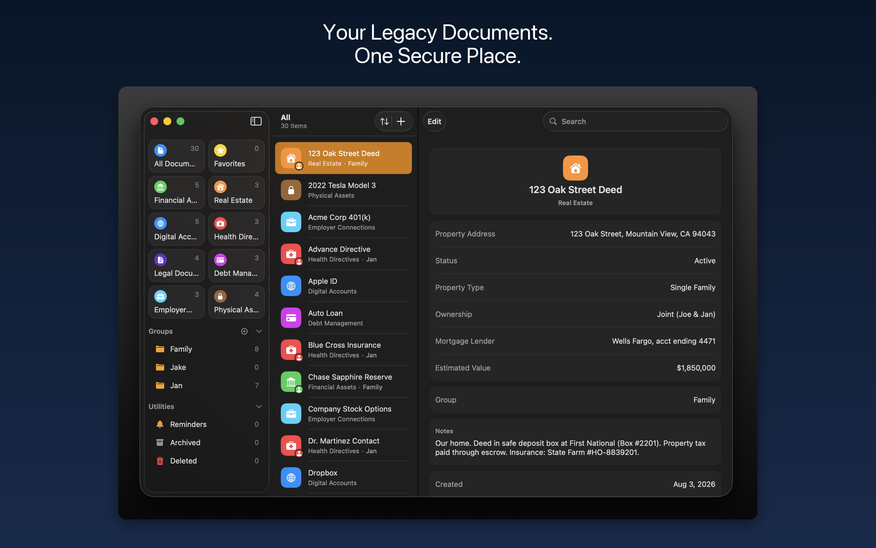 Kryven Legacy on Mac showing three-column view