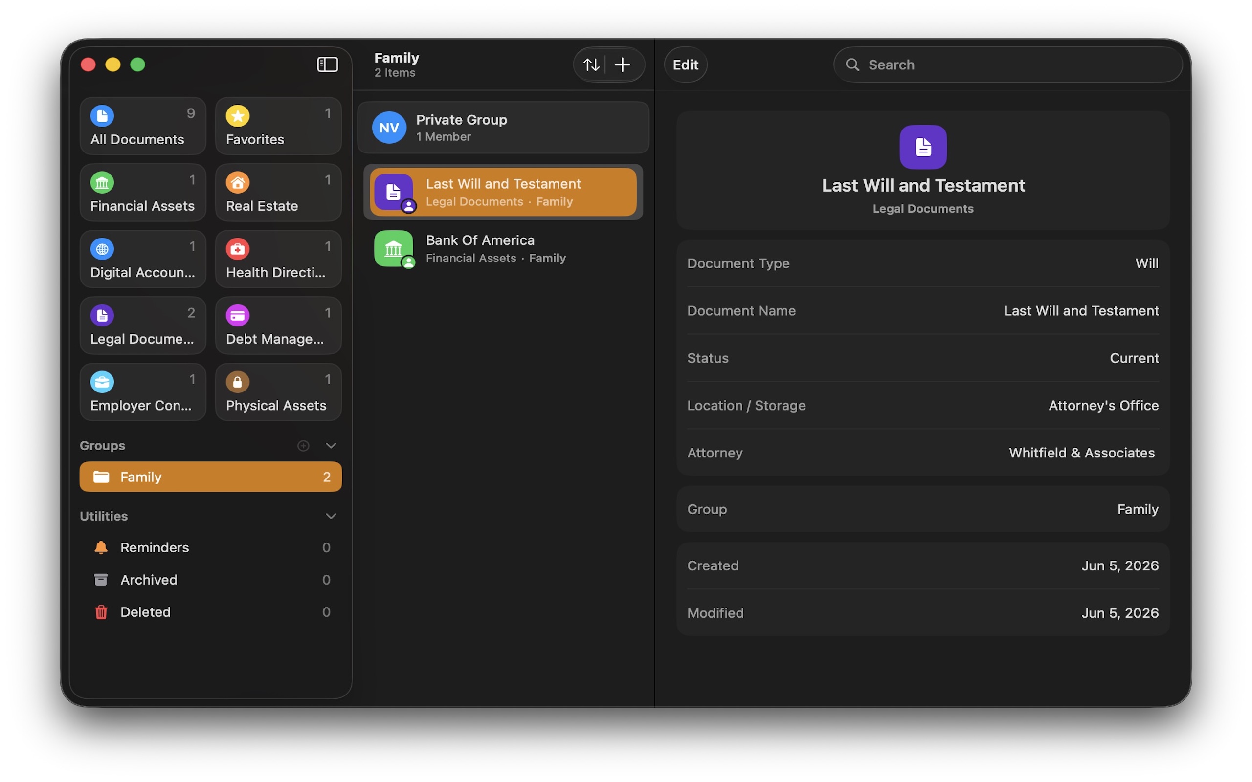 Kryven Legacy on Mac showing shared group list